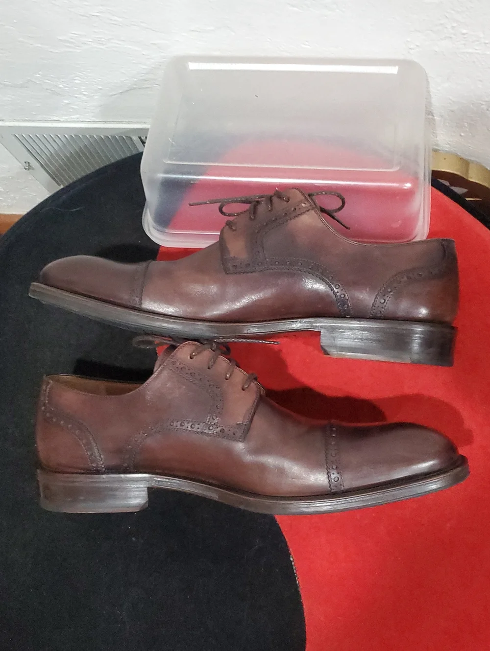 Magnanni Brown Leather Cap-Toe Derby Shoes Size 11.5